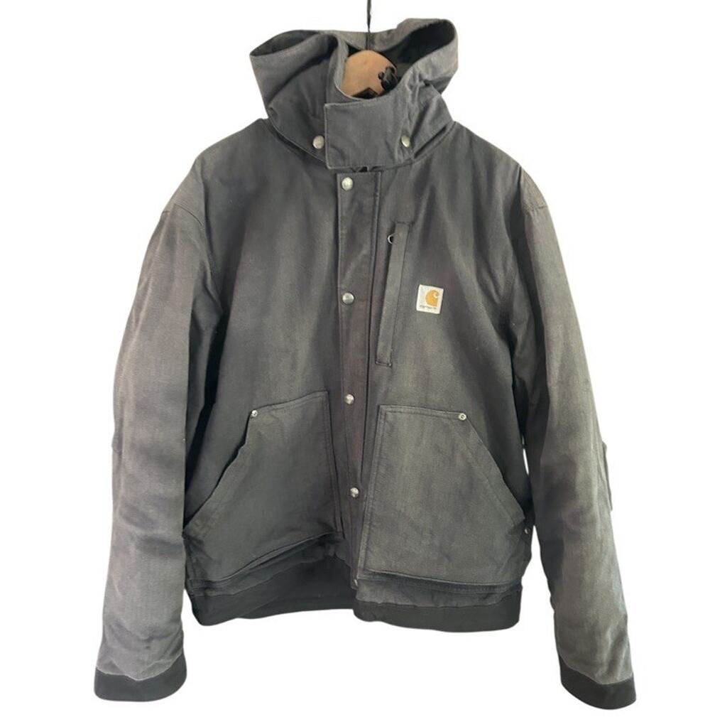 Carhartt Full Swing Steel Jacket Men L 103372 Insulated Distressed Black Hooded